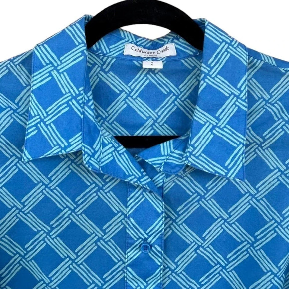 Coldwater Creek Women's Blue Lightweight Vacation 100% COTTON Tunic Size 6-8 - Picture 2 of 6